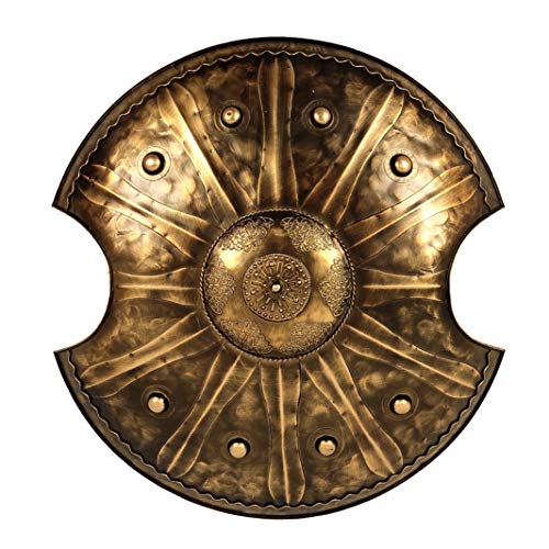 LOOYAR Antique Troy Trojan War Shield Ancient Greek Shield Handcrafted Metal Crafts for Knight Soldier Warrior Costume Battle Play Halloween Cosplay LARP Home Office Bar Lobby Wall Decoration