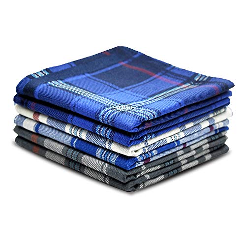 Zenssia Pure Cotton Men's Soft Handkerchiefs Assorted Color Pack of 6 Gift Set