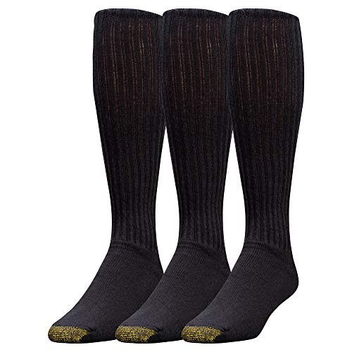 GOLDTOE Men's Ultra Tec Performance Over-The-Calf Athletic Socks, Multipairs, Black (3-Pairs), Large