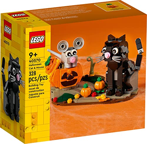 Lego Halloween Cat & Mouse 40570 Building Kit, Whimsical Halloween Décor with Adorable Cat, Mouse, and Pumpkin Toys, Halloween Toy