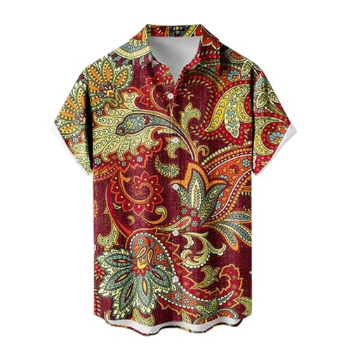 Hawaiian Shirt for Men,Summer Beach Casual Short Sleeve Button Down Shirts,Novelty Printed Trendy Vacation Tees Tops