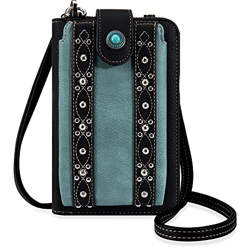 Montana West Crossbody Cell Phone Purse For Women Western Style Cellphone Wallet Bag Travel Size With Strap PHD-116BK