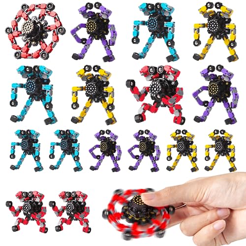 Gokeey Transformable Fidget Spinners 16 Pcs for Kids and Adults Stress Relief Sensory Toys for Boys and Girls Fingertip Gyros for ADHD Autism Easter Basket Stuffers Gifts for Kids(Fingertoy-16pc)