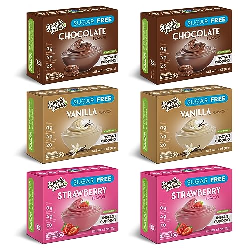 Simply Delish Instant Delicious Mixed Variety Keto Pudding 6 pack – Low Carb, Zero Sugar, Gluten Free, Allergen Free, Non-GMO, Vegan & Plant-Based