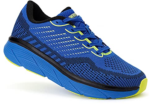 WHITIN Men’s Running Fitness Workout Shoes Sports Athletic Gym Size 11 Breathable Road Midsole Platform Sneakers Walking Exercise Tennis Blue 45