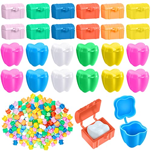Pinkunn 200 Pcs Tooth Boxes for Lost Teeth, Colorful Tooth Savers for Kids, Tooth Treasure Chest Tooth Fairy Box Tooth Holders for Boys and Girls Teeth Keepsake Box for Party Favor Supplies