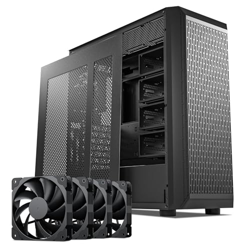DARKROCK Classico Storage Master Case ATX Computer Case Mid Tower with 4x120mm Black Fans, USB 3.0 Ready 10 x3.5'' HDD+3 x2.5'' SDD 360mm Supported on Top & Front Radiator for NAS Home Server - Black