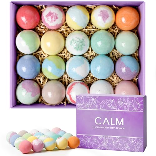 CalmNFiz Bath Bombs for Women Gift Set 20pcs Natural Wonderful Fizz Effect for Bubble & Spa Amazing Gift for Her/Him, Wife, Girlfriend, Mother
