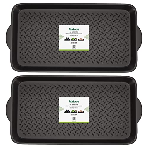 Matace Rubber Boot Tray Mat for Entryway - Shoe Tray for Shoes and Boots, Indoor and Outdoor Use, 2 Pack, 27.95'x 15.74', Black