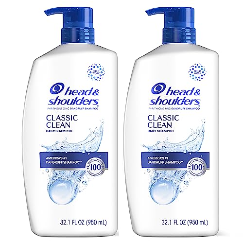 Head & Shoulders Classic Clean Dandruff Shampoo, Anti-Dandruff Treatment, 100% Flake-Free Protection, Light Fresh Scent, 72-Hour Control, Paraben-Free, for All Hair Types, 32.1 Oz Each, 2 Pack