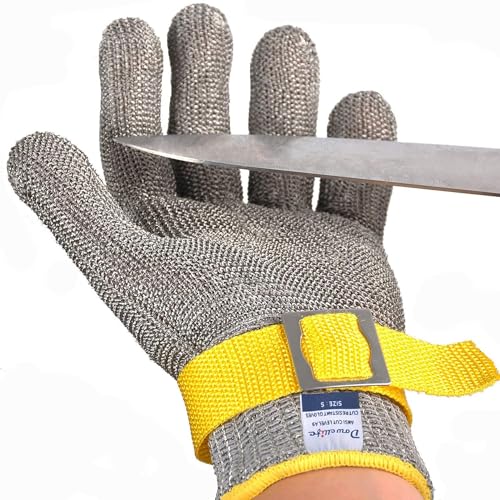 Dowellife Level 9 Cut Resistant Glove Food Grade, Stainless Steel Mesh Metal Glove Knife Cutting Glove for Butcher Meat Cutting Oyster Shucking Kitchen Mandoline Chef Slicing Fish Fillet (Medium)