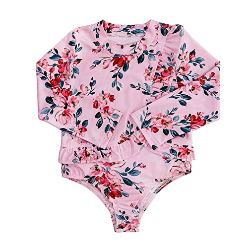 Seizesoul Baby Toddler Girls Long Sleeve Swimsuit UPF 50+ Sun Protection Bathing Suit