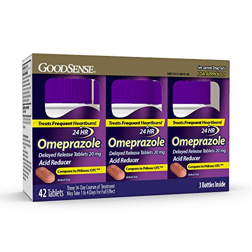 GoodSense Omeprazole Delayed Release Tablets 20 mg, Stomach Acid Reducer for Frequent Heartburn Treatment, 14 Count (Pack of 3)