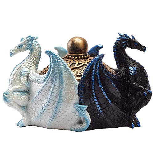 Pacific Giftware Fantasy Celtic Knotwork Dual Yin Yang Dragons Decorative Trinket Jewelry Box Figurine 5.75' Long