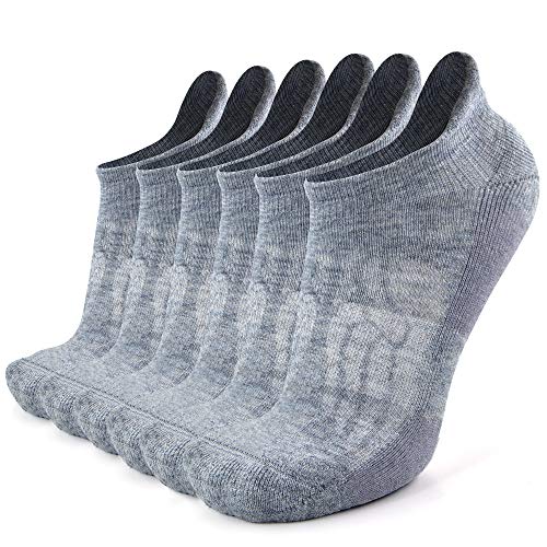 Busy Socks Lightweight Men's Wool Socks, Home Slipper Gym Workout Lightweight Cushion Athletic Wool Socks for Men Women, Light Grey, Large, 6 Pairs