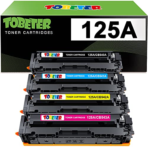 ToBeter Compatible 125A Toner Replacement for HP 125A CB540A CB541A CB542A CB543A Toner for Color Laserjet CP1215 CP1518ni CM1312nfi CM1312 CP1515n CP1525nw M251 Printer (4 Pack, BK/C/Y/M)