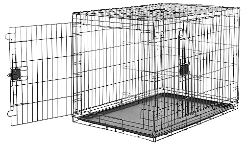 Amazon Basics - Durable,Foldable Metal Wire Dog Crate with Tray, Double Door, 42 x 28 x 30 Inches, Black