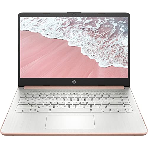 HP 2022 Premium 14-inch HD Thin and Light Laptop, Intel Quad-Core Processor, 8GB RAM, 64GB Storage, Long Battery Life, Webcam, Bluetooth, HDMI, Wi-Fi, Rose Gold, Windows 11 + 1 Year Microsoft 365