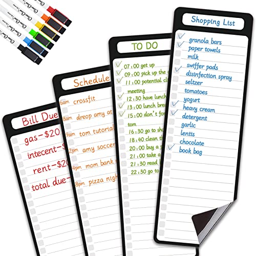 CLEVER CLEAN Magnetic Dry Erase List Board - 4'x12' Multifunctional List Board for Fridge - 6 Extra Fine Point Markers Included - Shipped Flat