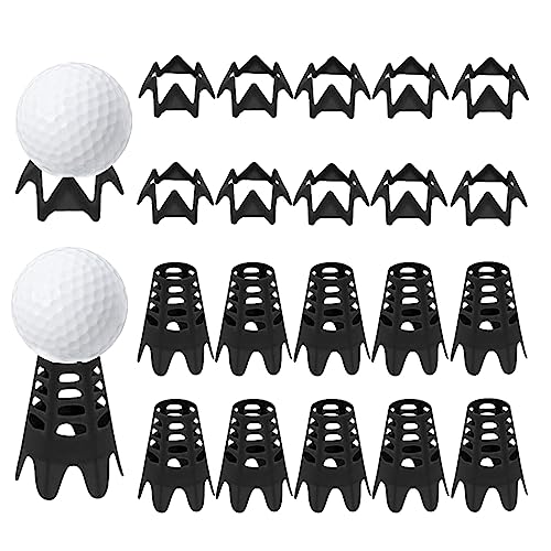 Golf Simulator Tees for Home Indoor Golf Practice Training, Golf Mat Tees for Winter Turf and Driving Range, Pack of 10 Tall & 10 Short (Black)