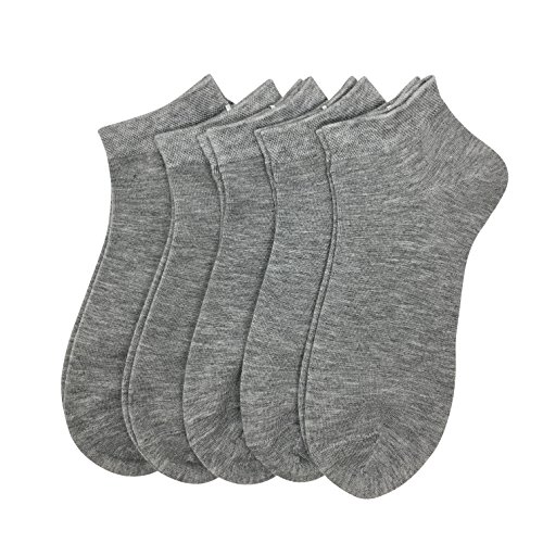 SERISIMPLE Women Viscose Bamboo Ankle Socks Low Cut Thin Sock Lightweight Pastal Color Soft Sock 5 Pairs(Grey, Large)