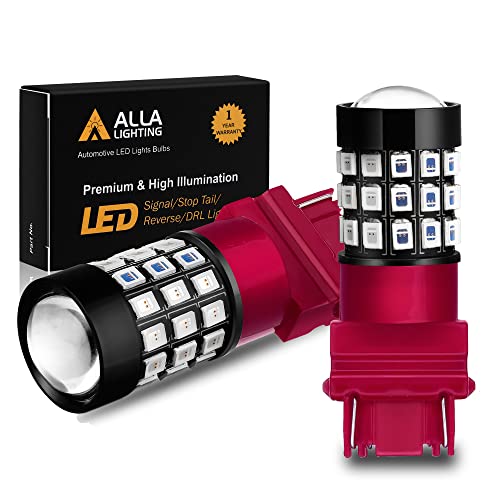 Alla Lighting Newly Upgraded 3156 3157 Red LED Bulbs, Brake Stop Tail, Turn Signal Lights for Cars, Trucks, Motor, Super Bright 3056 3057 4157 3047 LL 4057 3457-K-X 12V SMD LED Lamps