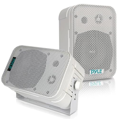 Pyle - Indoor / Outdoor Waterproof Speaker System - 5.25 Inch Pair of Weatherproof Wall/Ceiling Mounted Speakers with Heavy Duty Mesh Covers, 200 Watts RMS, Universal Mount - PDWR40W (White)