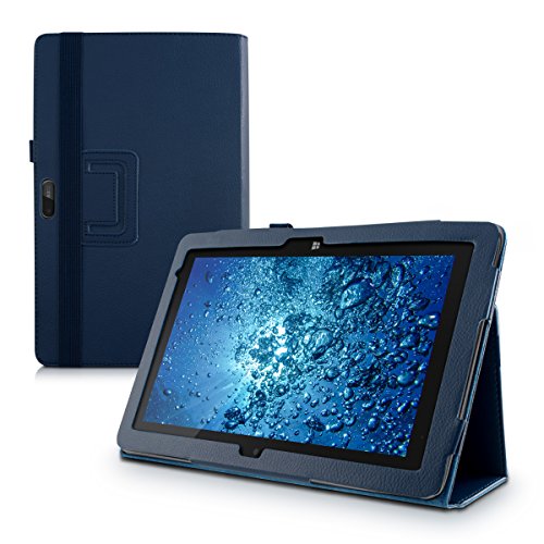 kwmobile Case Compatible with Dell Venue 11 Pro 5000 - Slim PU Leather Tablet Cover with Stand Feature - Dark Blue