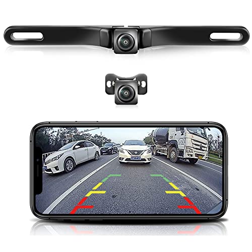 WiFi Car Wireless Backup Camera, GreenYi 5G 720P HD Car License Plate Rear/Front View Reverse Camera for iPhone iPad Android Smart Phones Tablets Which Support Double Band WiFi(2.4Ghz and 5Ghz)