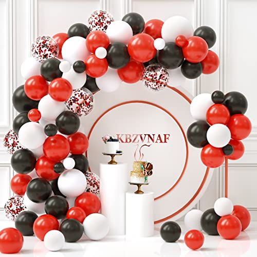 KBZVNAF Black Red Balloons Garland Arch Kit - 120Pcs White Red Black Confetti Latex Balloons for Wedding Baby Shower Birthday Graduation Party Decorations Supplies