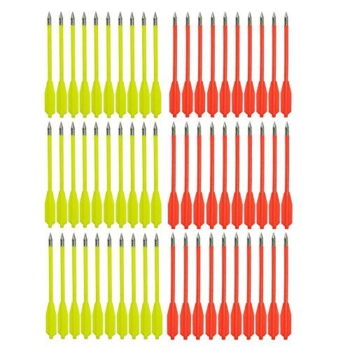 SPEED TRACK 60PCS Red and Yellow 6.25 Inch 50-80LB Mini Archery Crossbow Bolts Set with Sharp Metal Tip, Reusable Durable Arrow Darts For Shooting Target Practice, Small Hunting Games, Outdoor Fishing