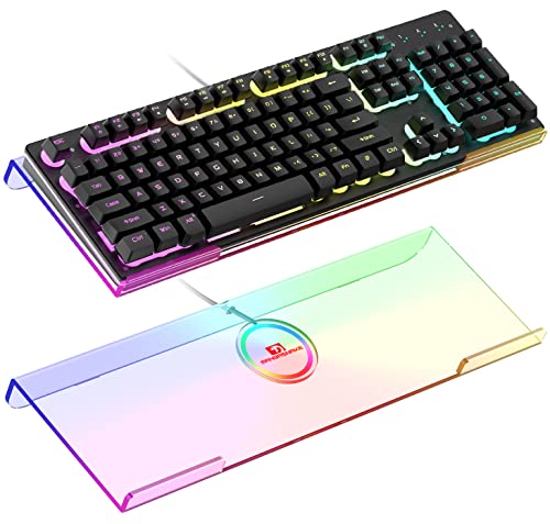 SELORSS Clear 366 Kinds RGB Acrylic Tilted Full Size Computer Keyboard Holder,PC Keyboard Stand Tray Holder for Easy Ergonomic Typing and Working at Home and Office Upgraded Version