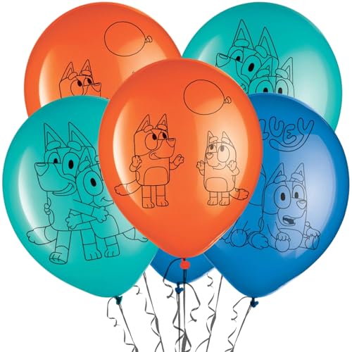 Bluey-Inspired Multicolor Latex Balloons - 12' (6 Pcs) - Fun, Durable & Eco-Friendly Party Decorations for Kids' Celebrations & Events