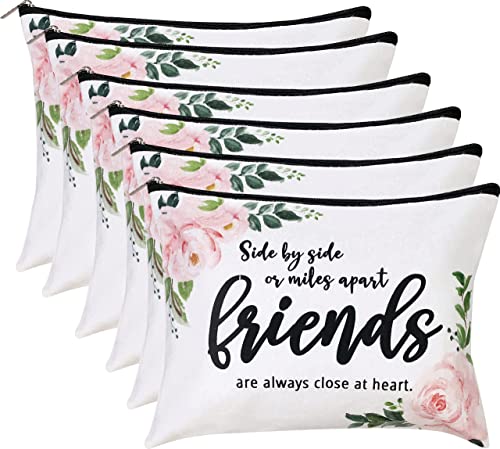 ECOHIP 6 Pack Bulk Good Friend Gifts for Women Makeup Bag Friendship Birthday Christmas Gift