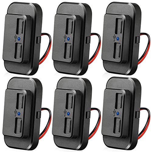 12V USB Outlet Automotive USB Port Panel Mount 12V USB Outlet Multi Port Switch Panel Car Outlet Socket Power Dual Port 12V 24V Quick Car Port for Cars Bus ATV RV Boat Truck, 3.1 A (6 Pieces)