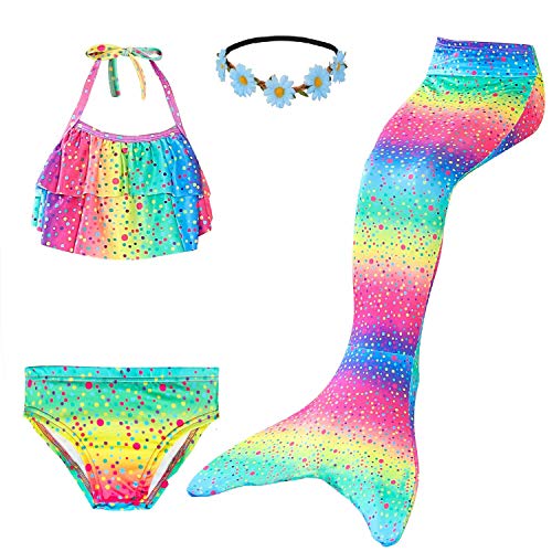 Mermaid Tails,Mermaid Tails for Swimming Girls Swimsuit Princess Bikini Set Bathing Suit Swimmable Costume (No Monofin)