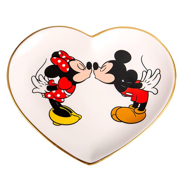 Disney Mickey Mouse and Minnie Mouse Jewelry Tray - Ceramic Trinket Dish - Minnie and Mickey Heart Ring Dish