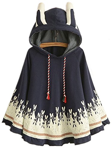 Aza Boutique Girl's Cute Cotton Blend Rabbit Ears Hooded Cape One Size