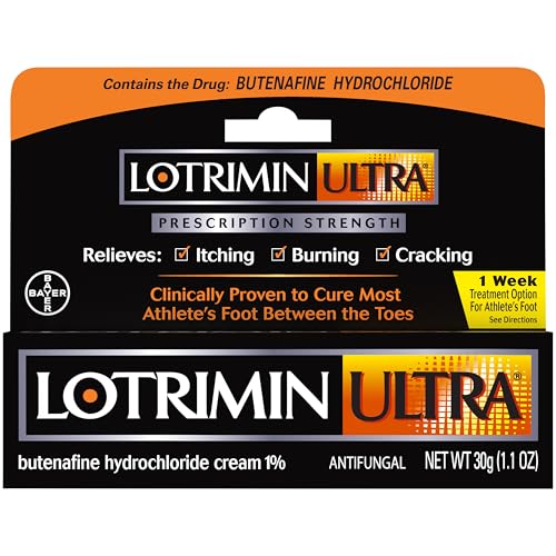 Lotrimin Ultra 1 Week Athlete's Foot Treatment - Antifungal Cream with Butenafine Hydrochloride 1% for Rapid Relief from Ringworm and Athlete's Foot, 1.1 Ounce (30 Grams) (Packaging May Vary)