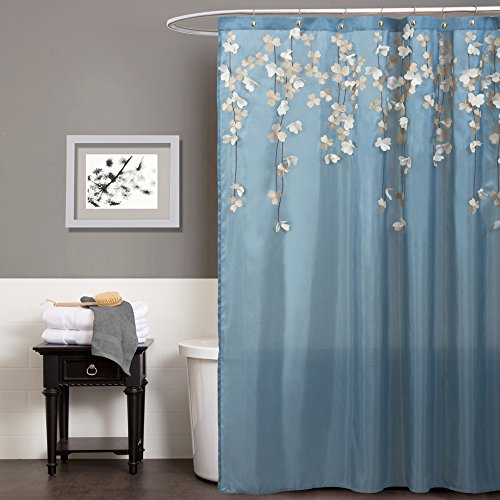 Lush Decor Lush Décor Flower Drops Shower Curtain, 72 inch X 72 inch, Blue, 72' by 72' - Discontinued