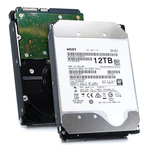 HGST - WD Ultrastar DC HC520 HDD | HUH721212ALE601 | 12TB 7200RPM SATA 6Gb/s 256MB Cache 3.5-Inch | ISE 512e | Helium Data Center Internal Hard Disk Drive (Renewed)