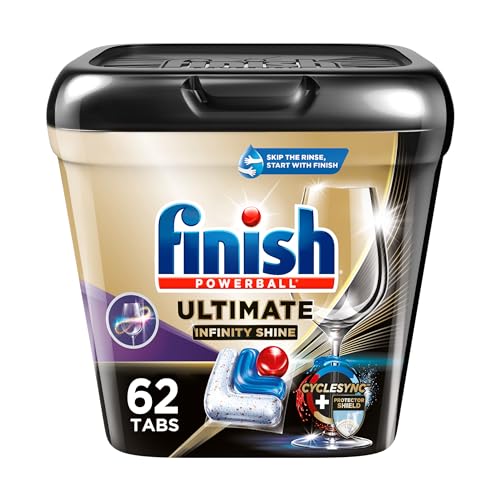 Finish Ultimate Plus Infinity Shine - 62 Count - Dishwasher Detergent - With Protector Shield and CycleSync Technology - Dishwashing Tablets - Dish Tabs