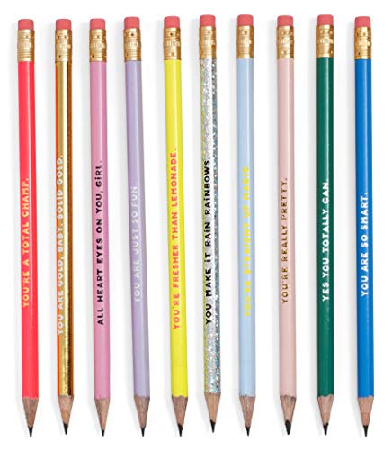 ban.do Write On Colorful Pencil Set of 10, Pre-Sharpened #2 Graphite Pencils for School/Office, Compliments