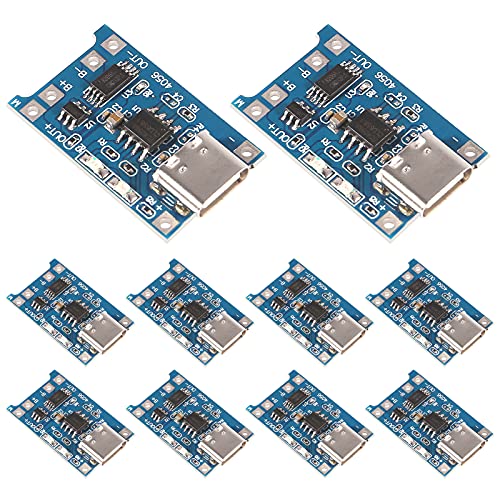 AITRIP 10pcs TP4056 Type-c USB 5V 1A 18650 Lithium Battery Charger Module Charging Board with Dual Protection Functions (10pcs TP4056 Type-c USB)