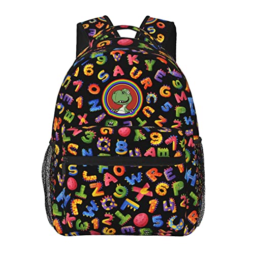 Dinosaur Alphabet Backpack for School - Dinosaurs Backpack for Girl Boy Teen Education Letter Bookbag Colorful Dino Rucksack Animal Travel Daypack