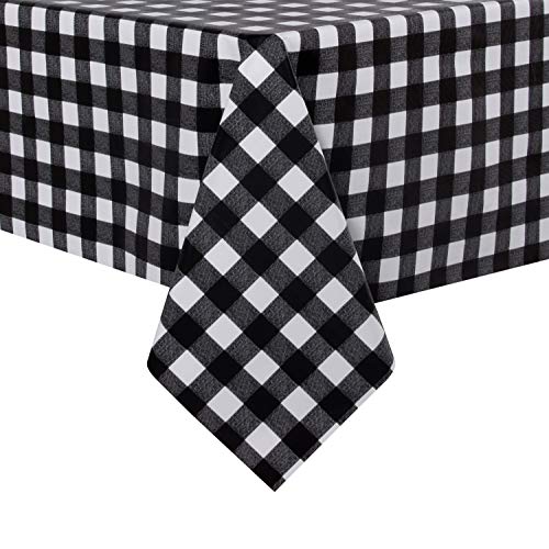 sancua Checkered Vinyl Rectangle Tablecloth 54 x 78 Inch - 100% Waterproof Oil Proof Spill Proof PVC Plaid Table Cloth, Wipe Clean Buffalo Table Cover for Dining Table Buffet Parties, Black and White