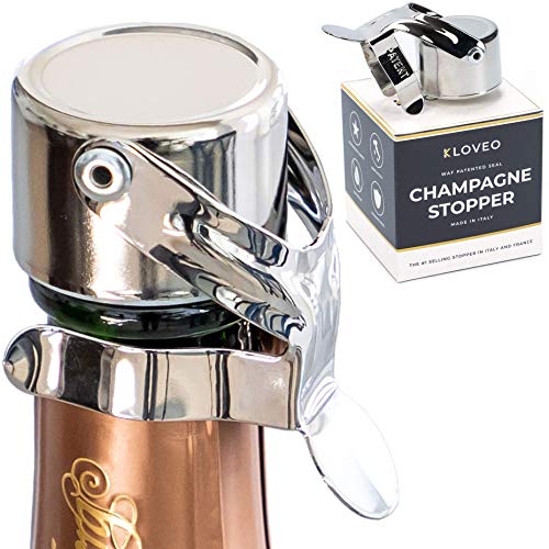 KLOVEO Champagne Stoppers - Patented Seal - Made in Italy - Professional Grade WAF Champagne Bottle Stopper - Prosecco, Cava, and Sparkling Wine Stopper