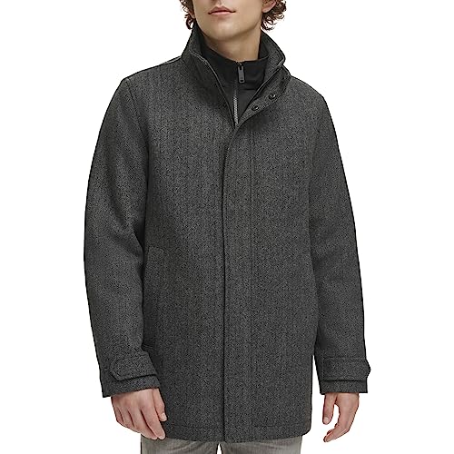 Dockers Men's Wool Melton Two Pocket Full Length Duffle Coat, Herringbone