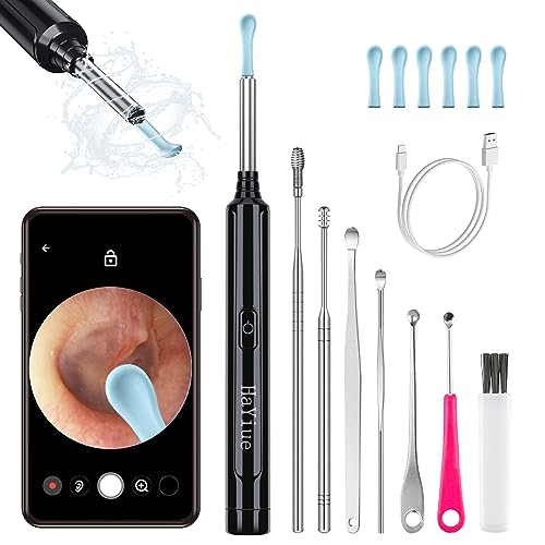 Ear Wax Removal with Camera, Earwax Remover Tool, 1296P FHD Wireless Ear Otoscope with 6 LED Lights, 6 Ear Spoon & 6 Traditional Tools Ear Wax Removal Kit for iPhone, iPad & Android Smart Phone