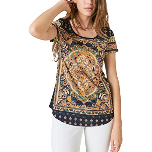Lucky Brand womens Persian Carpet Tee T Shirt, Navy Multi, X-Large US